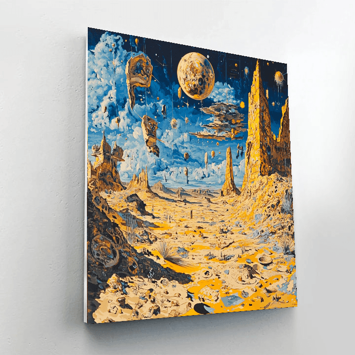 Magritte Inspired Surrealist Desert Mirage - DIY Painting By Numbers Kit