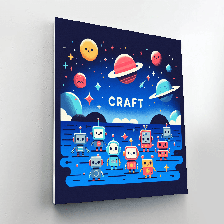 Robots In Space Mission Paint By Numbers Art