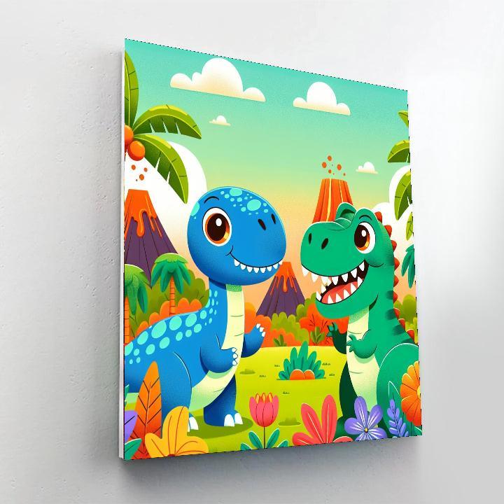 Colorful Dinosaurs Unite Painting Number Kit