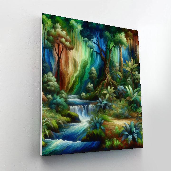 Peaceful Rainforest Sanctuary Painting Number Kit