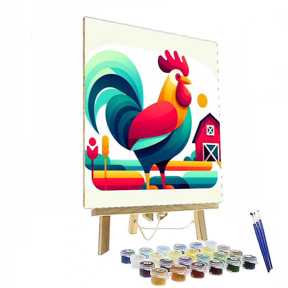 Rooster's Raucous Revelry Paint By Numbers