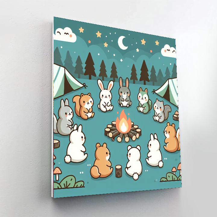 Cuddly Critter Camping Paint By Numbers Art