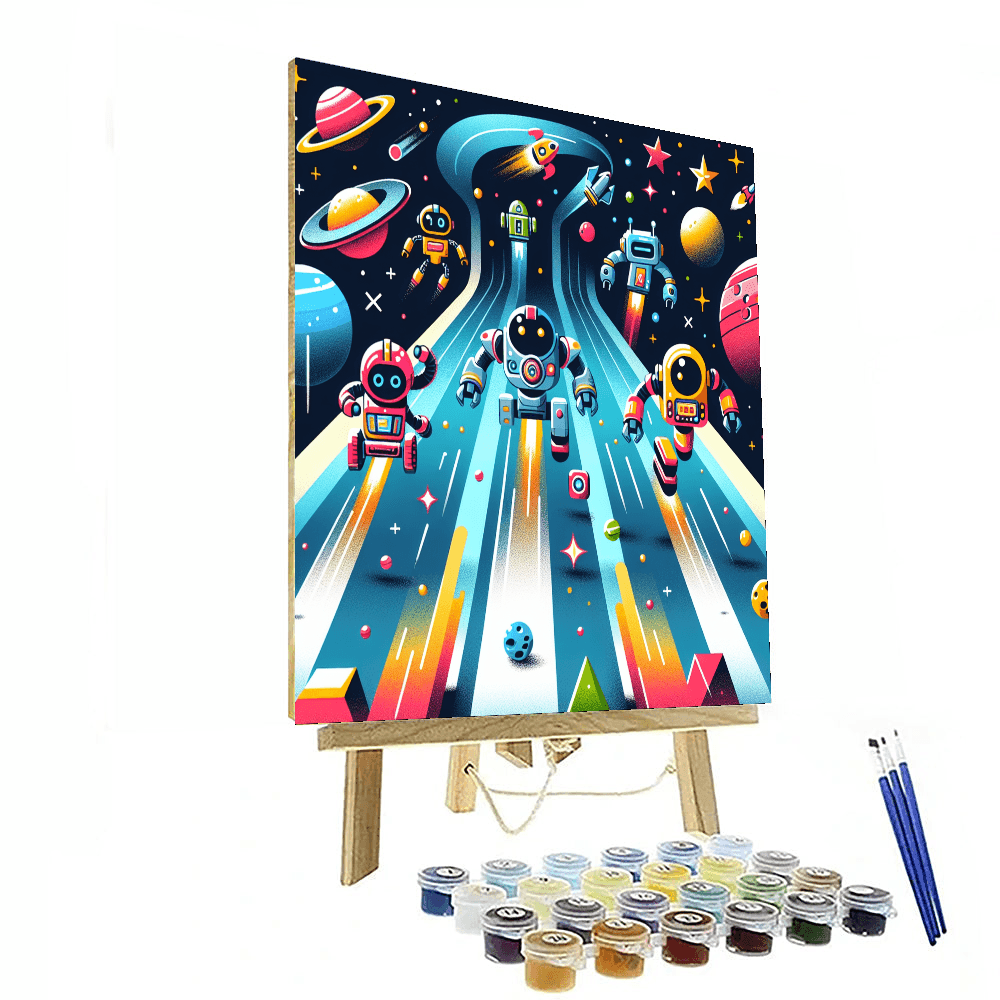 Cosmic Robot Racing Number Painting