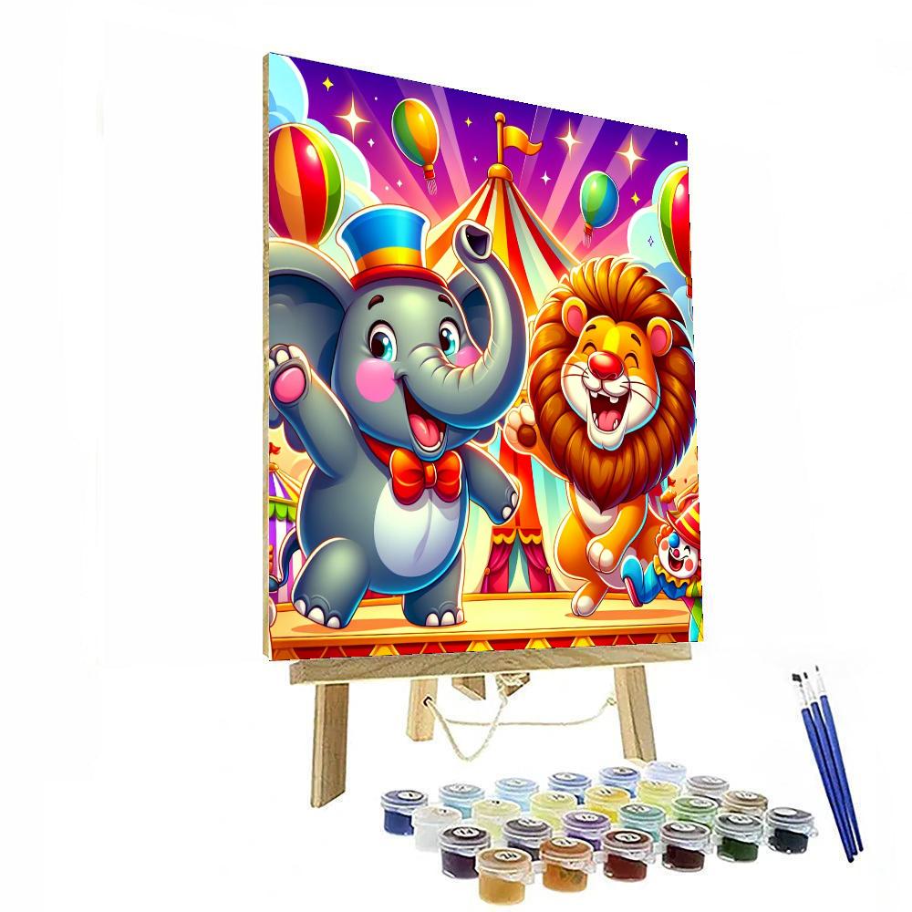 Whimsical Circus Animals Paint By Numbers Art