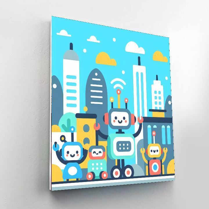 Friendly Robot City Numbered Painting Kits