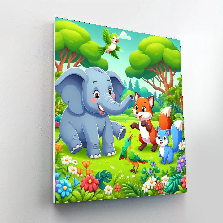 Cheerful Wildlife Encounter Number Painting