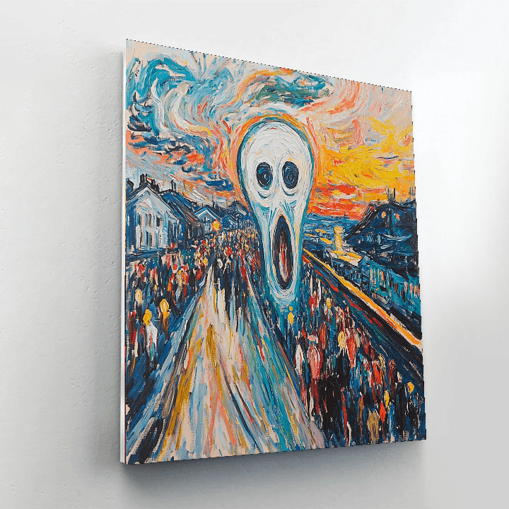 Edvard Munch Inspired Expressionist City Chaos  Paint By Number