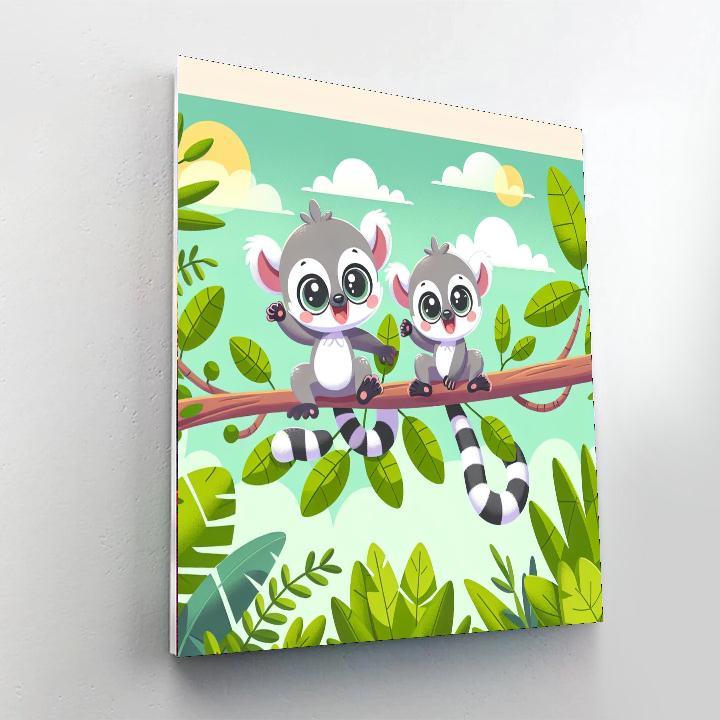 Lively Lemurs Paint By Numbers Art