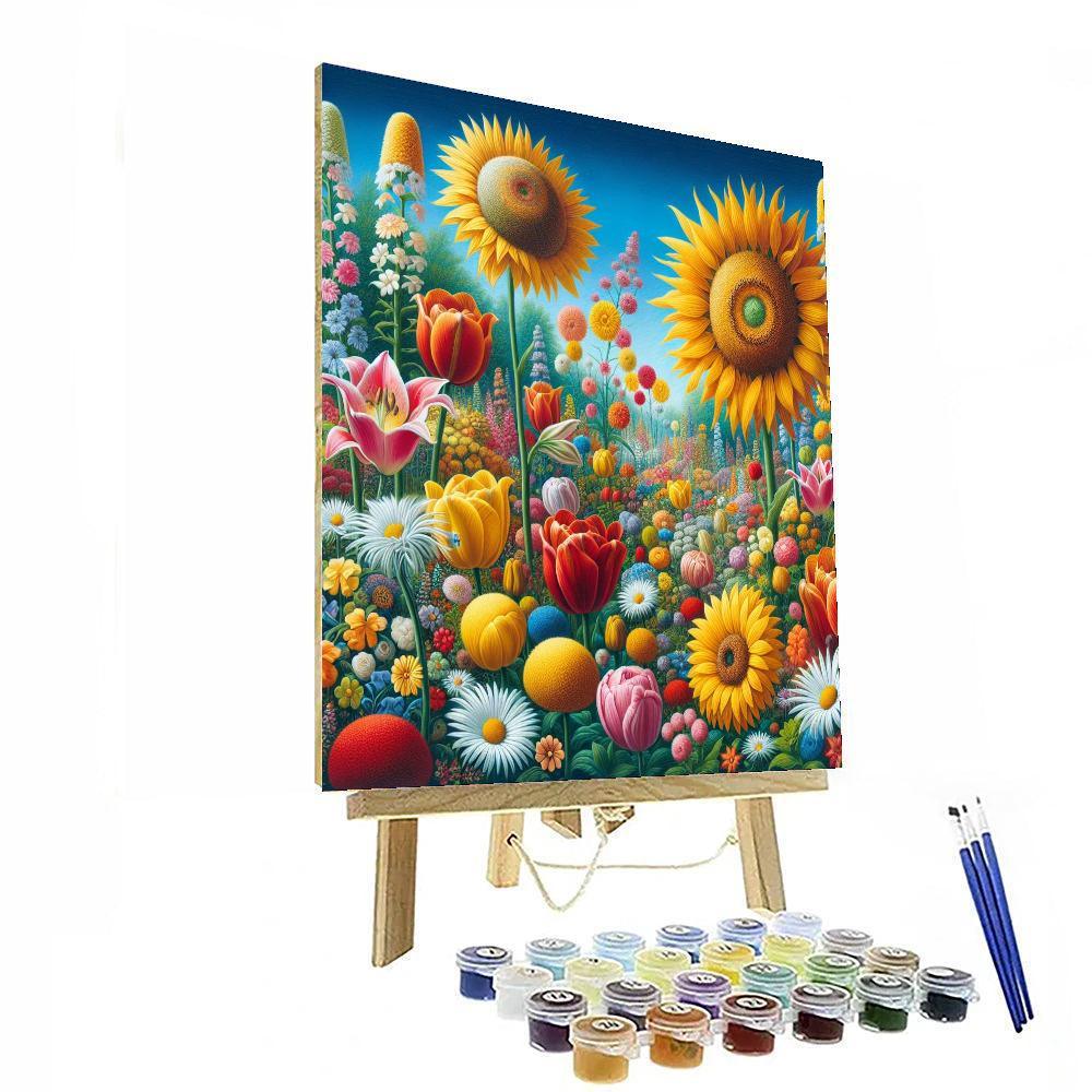 Cheerful Garden Blossoms Numbered Painting Kits