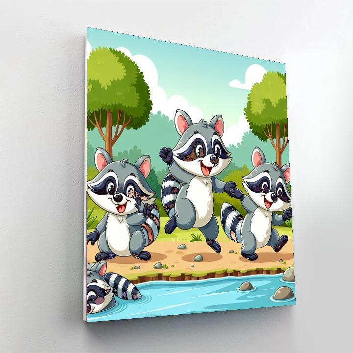 Riverside Raccoon Romp Paint By Numbers Kits