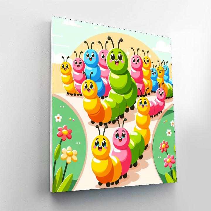 Happy Caterpillar Parade Number Painting