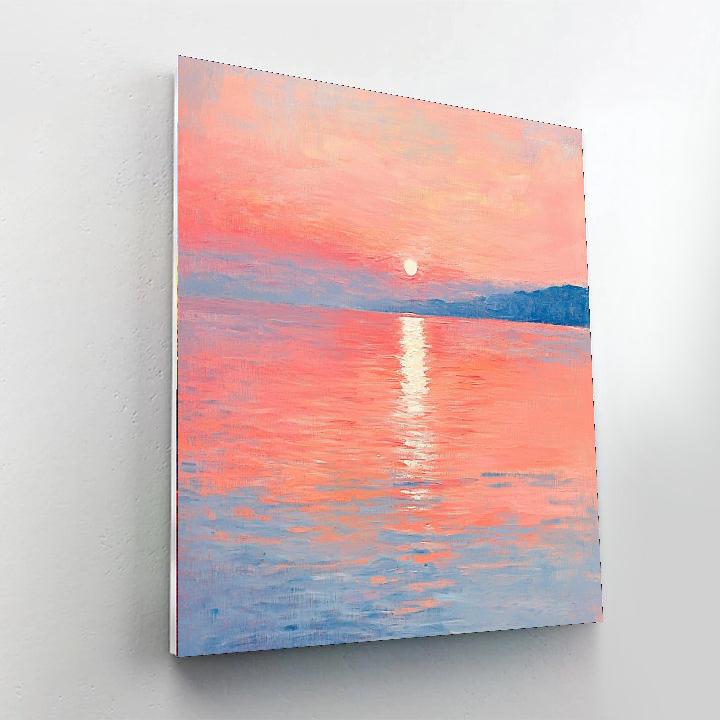 Claude Monet Inspired Ethereal Sunset Over Water  Number Painting