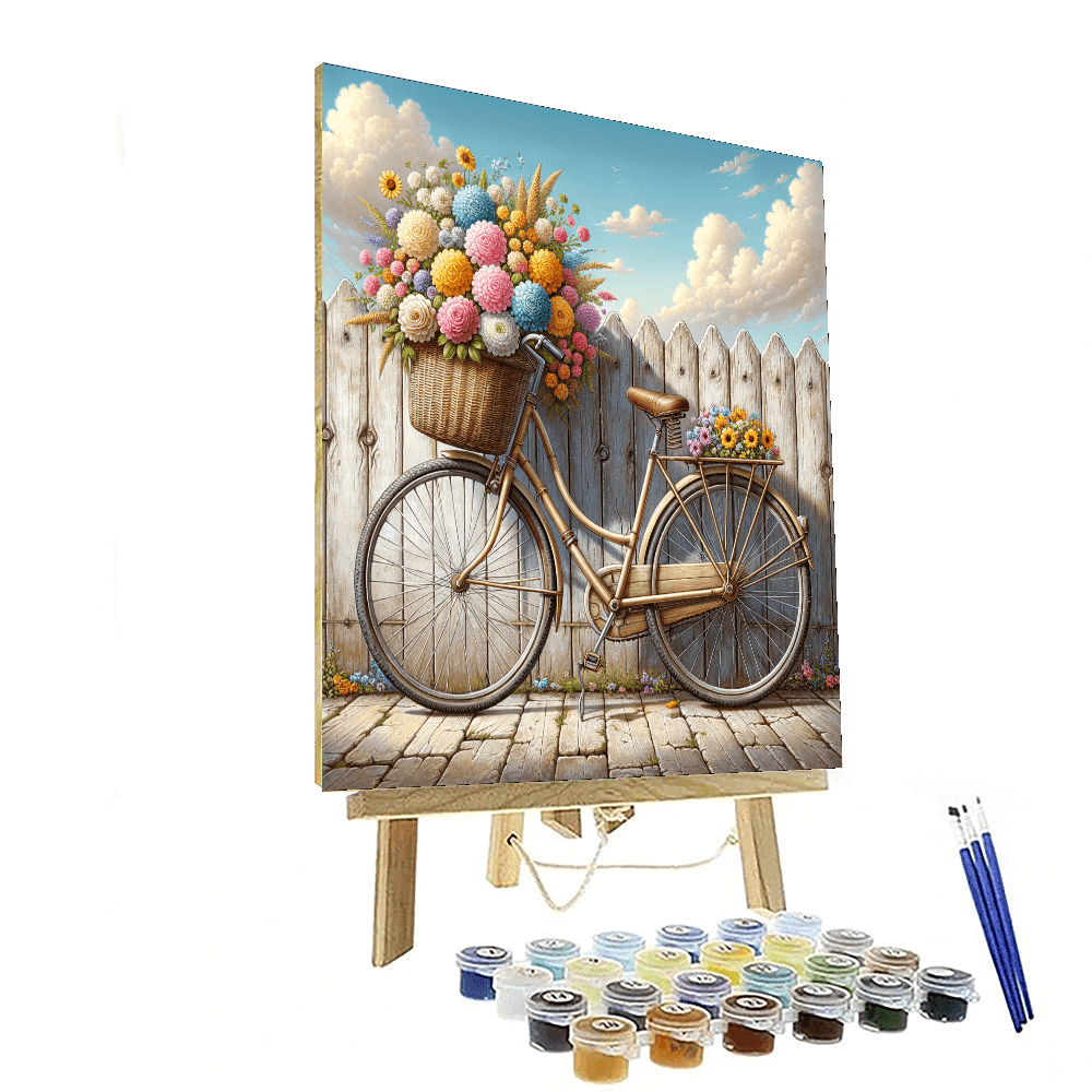Vintage Bicycle with Flower Basket - DIY Painting By Numbers Kit
