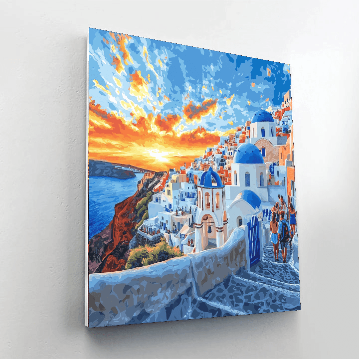 Oia Village In Santorini Numbered Painting Kits