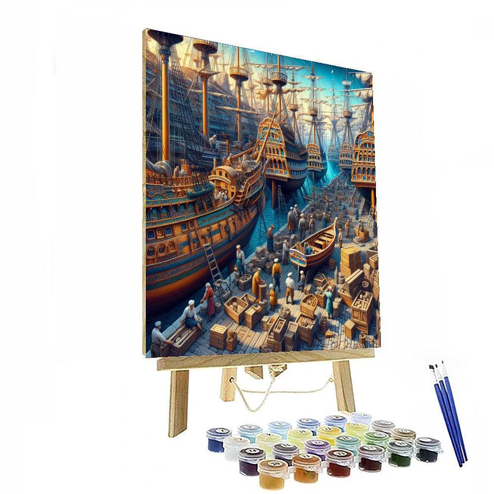 Historic Shipyard View Paint By Numbers Kits