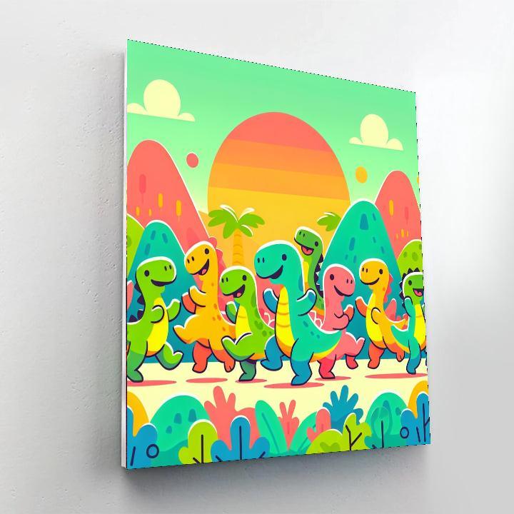 Delightful Dinosaur Dance Paint By Color
