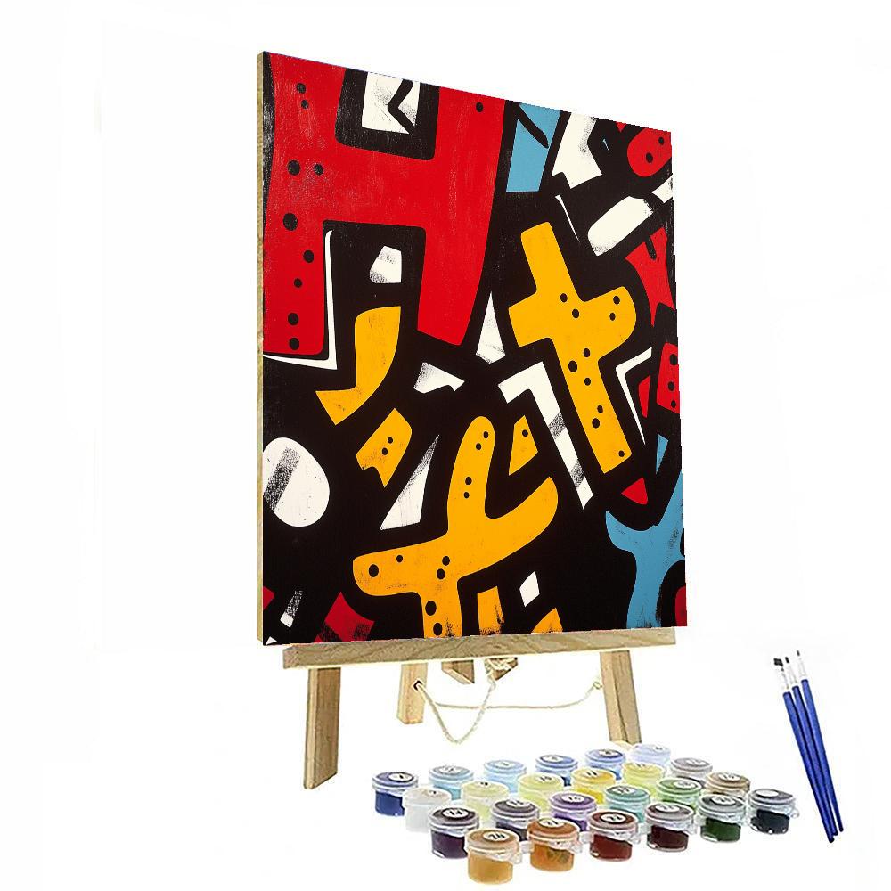 Keith Haring Inspired Energetic Urban Graffiti  Paint By Numbers