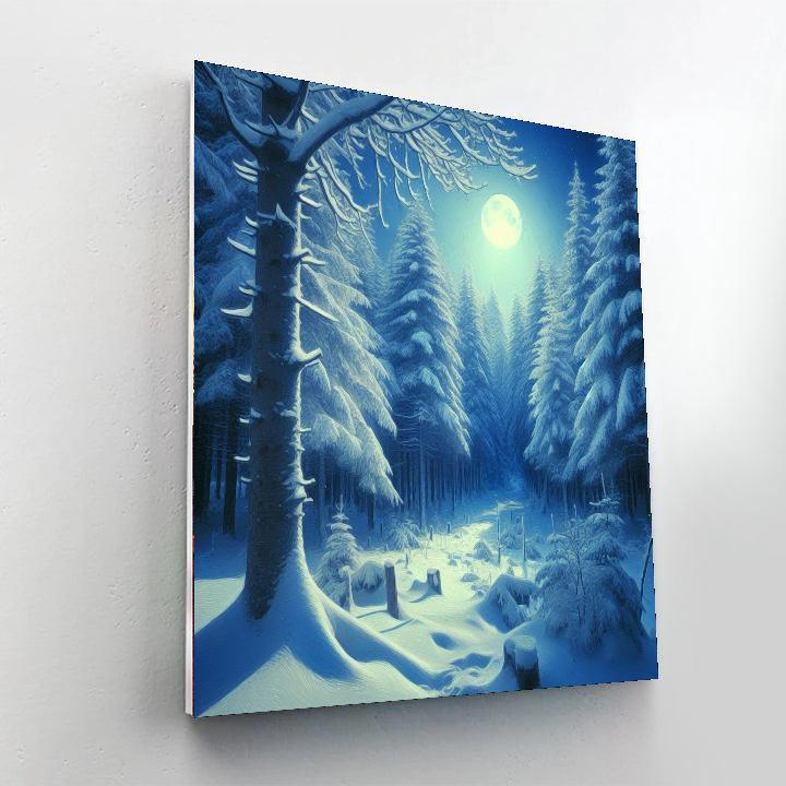Mystical Snowy Forest Painting Number Kit