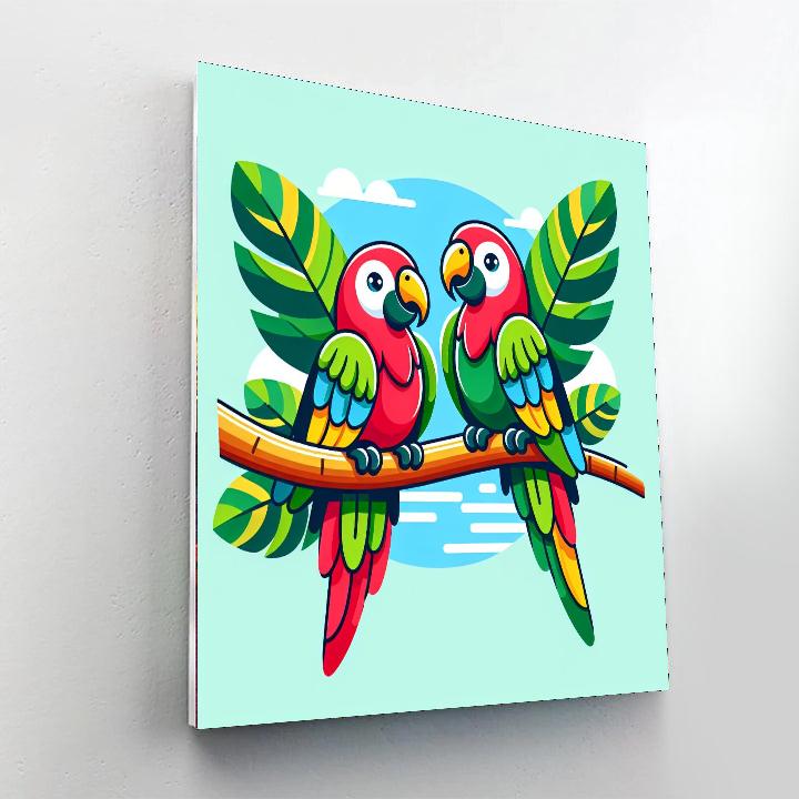 Perky Parrots Paint By Numbers Art