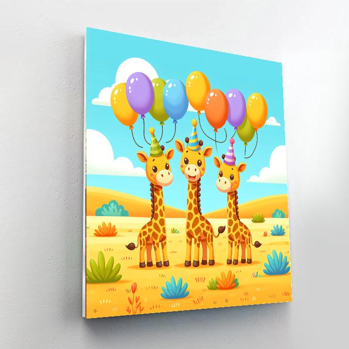 Giraffe Party Paint By Numbers Art