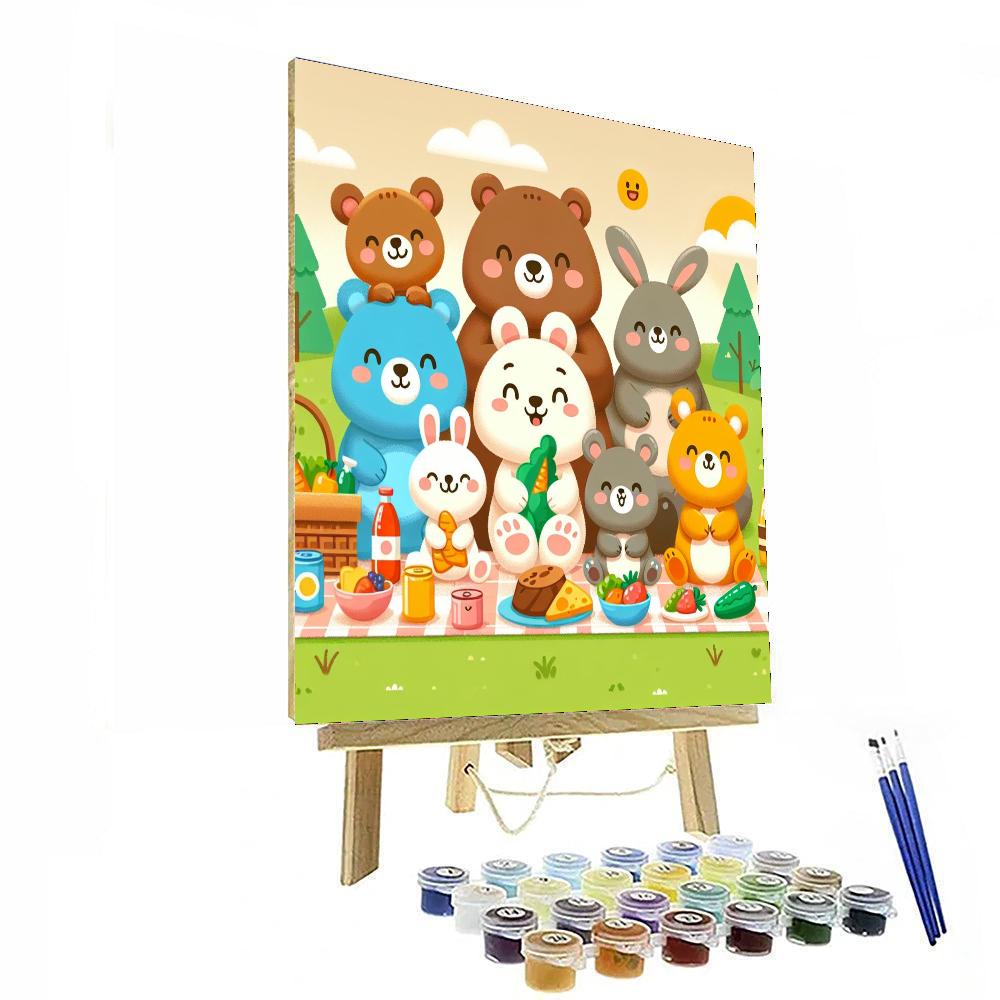 Playful Picnic Pals Paint By Numbers Art