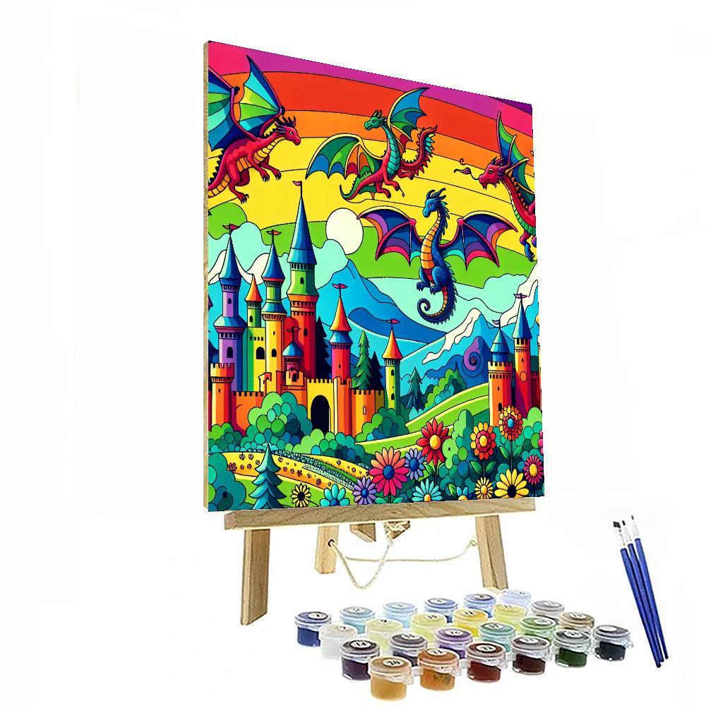 Rainbow Dragon Kingdom DIY Paint By Numbers