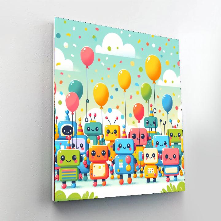 Charming Robot Parade Painting By Numbers Kit