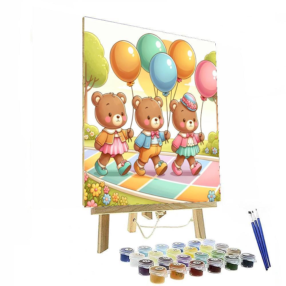Jolly Teddy Bear Parade Paint By Numbers Art