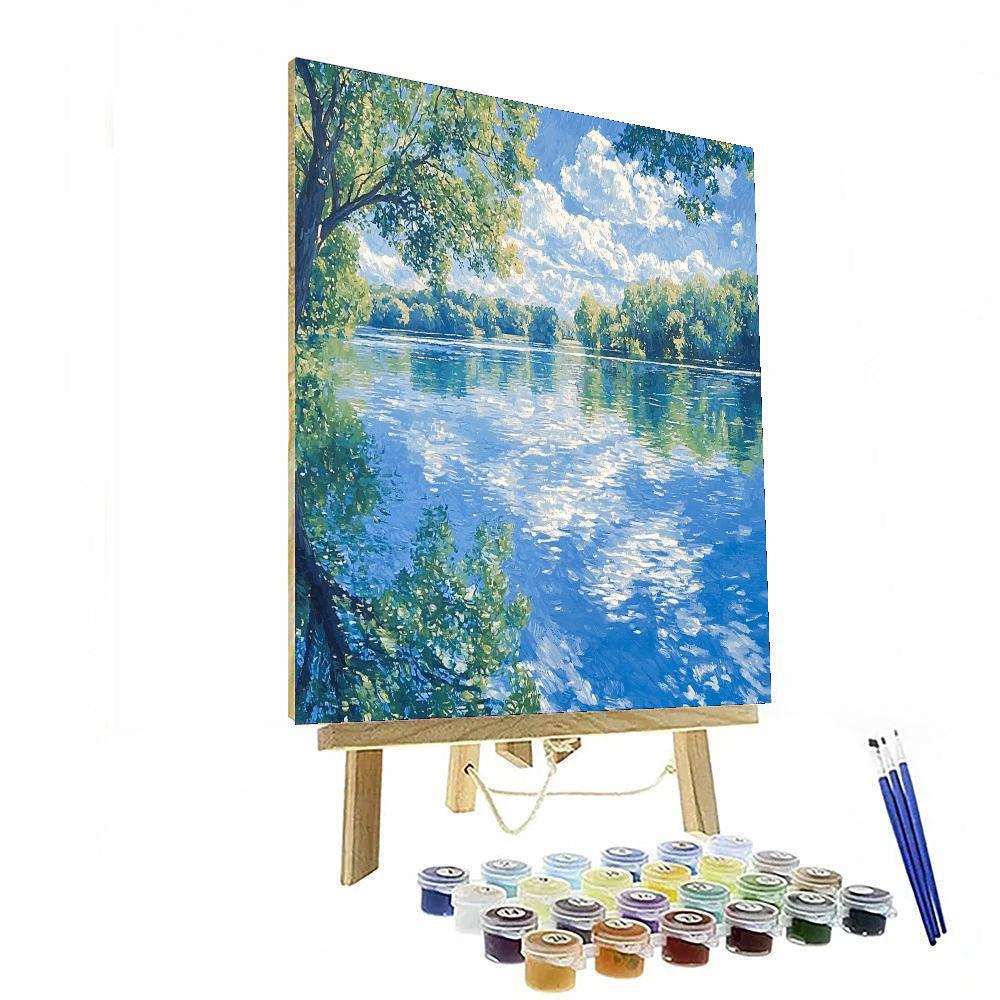 Claude Monet Inspired Shimmering Lake Reflections  Number Painting