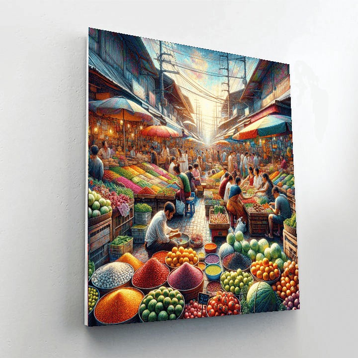 Bustling Market Scene Paint By Numbers Art
