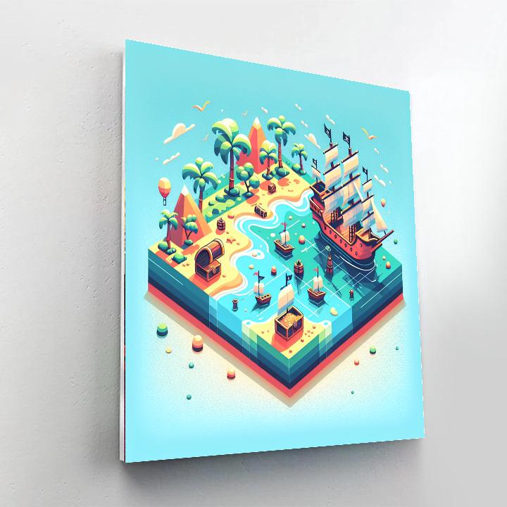 Adventure Island With Pirate Ships Paint By Numbers Kits