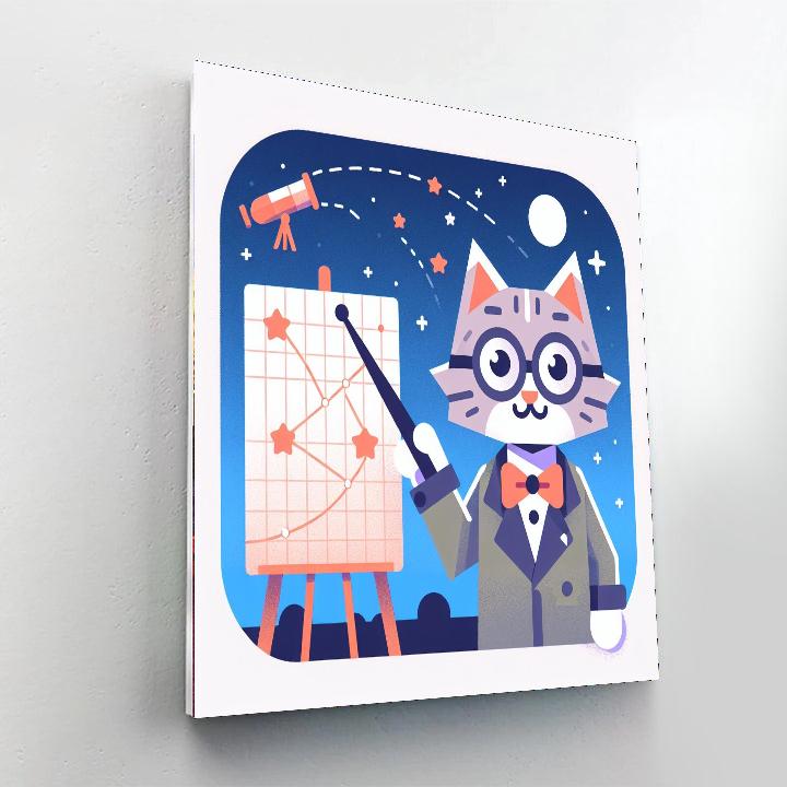 Astronomy Professor Cat Number Painting