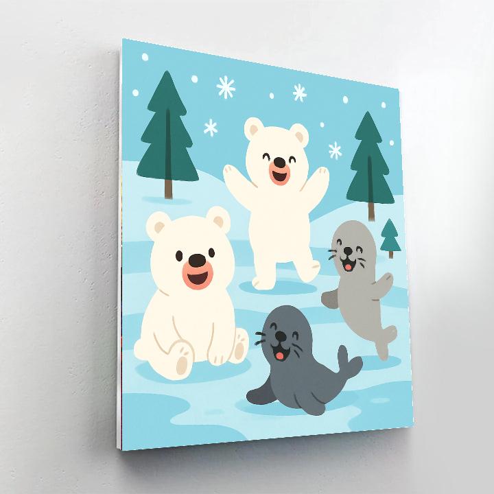 Playful Polar Party Painting By Numbers Kit
