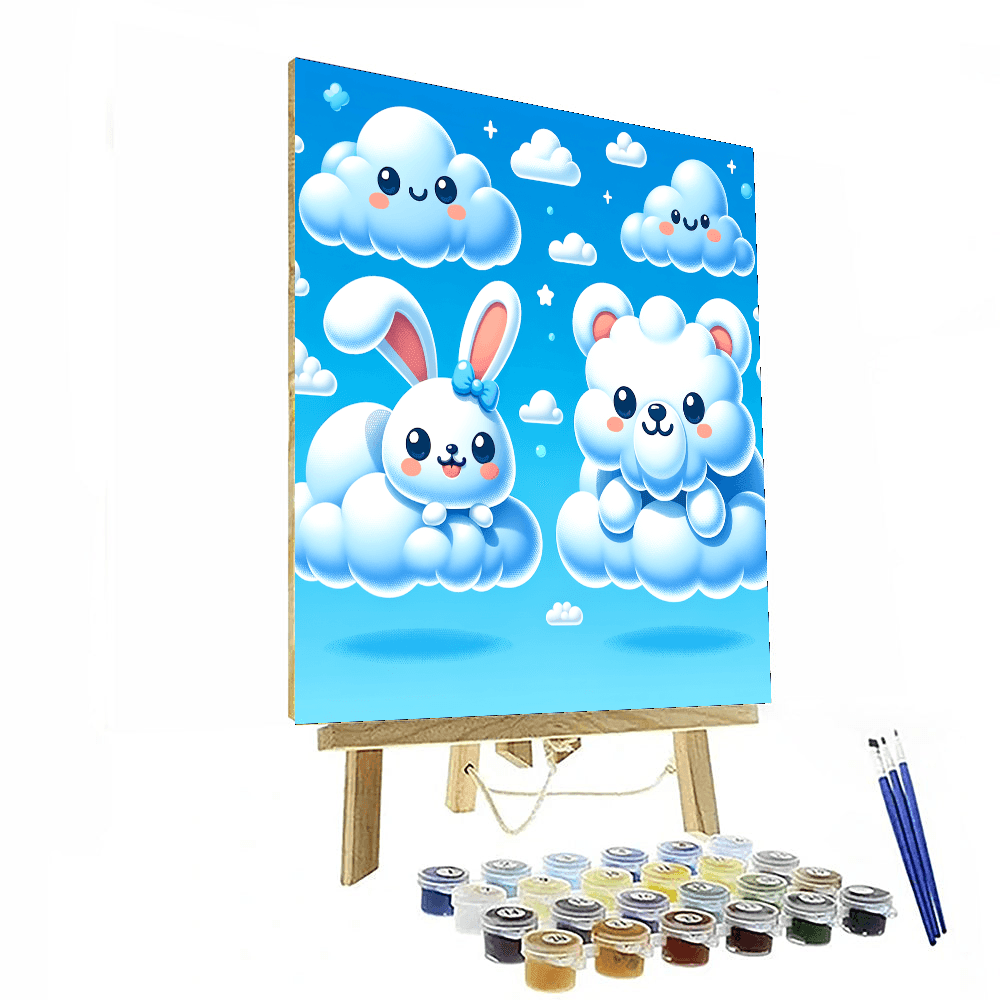 Cuddly Cloud Creatures DIY Paint By Numbers