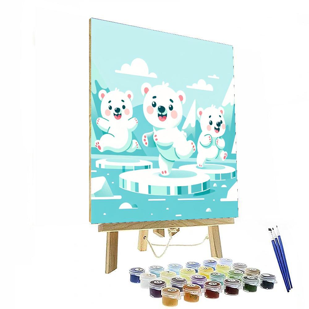 Pastel Polar Bear Playtime Number Painting