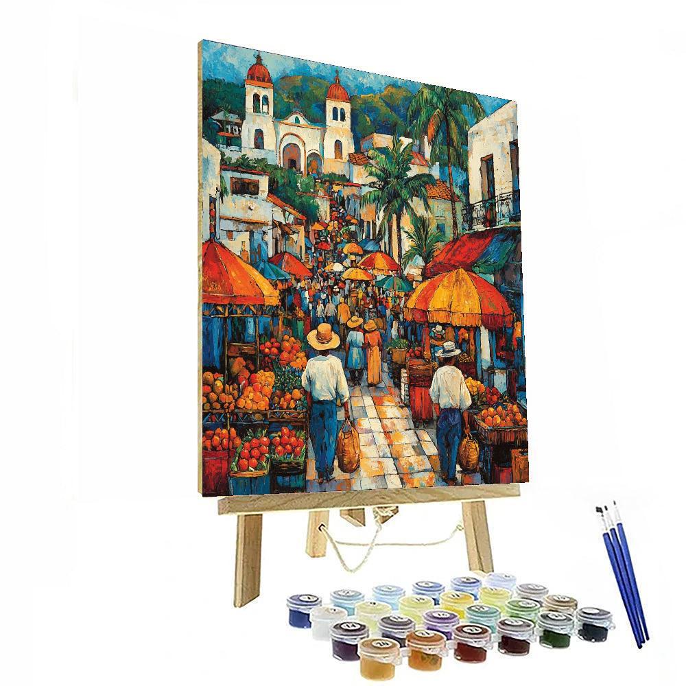 Rivera Inspired Joyful Market Scene  Paint By Numbers
