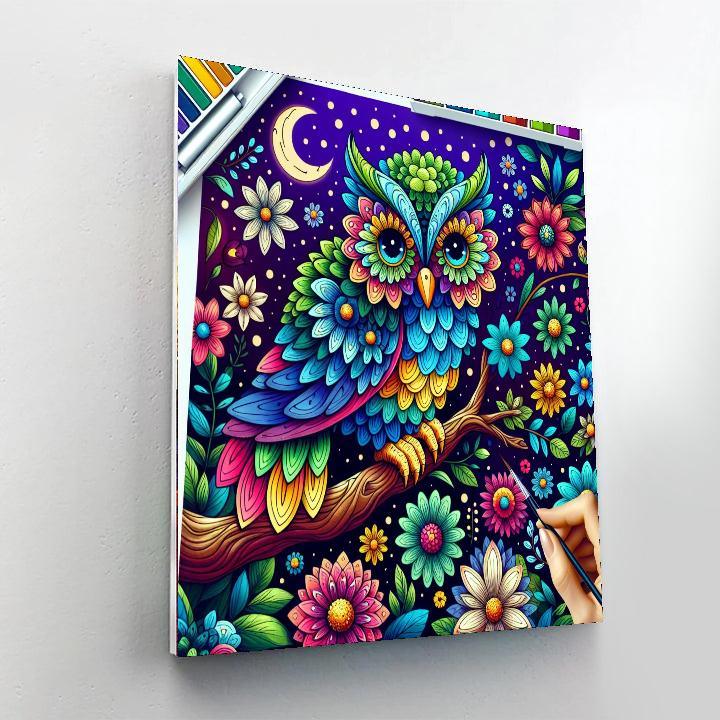 Colorful Owl Evening Numbered Painting Kits