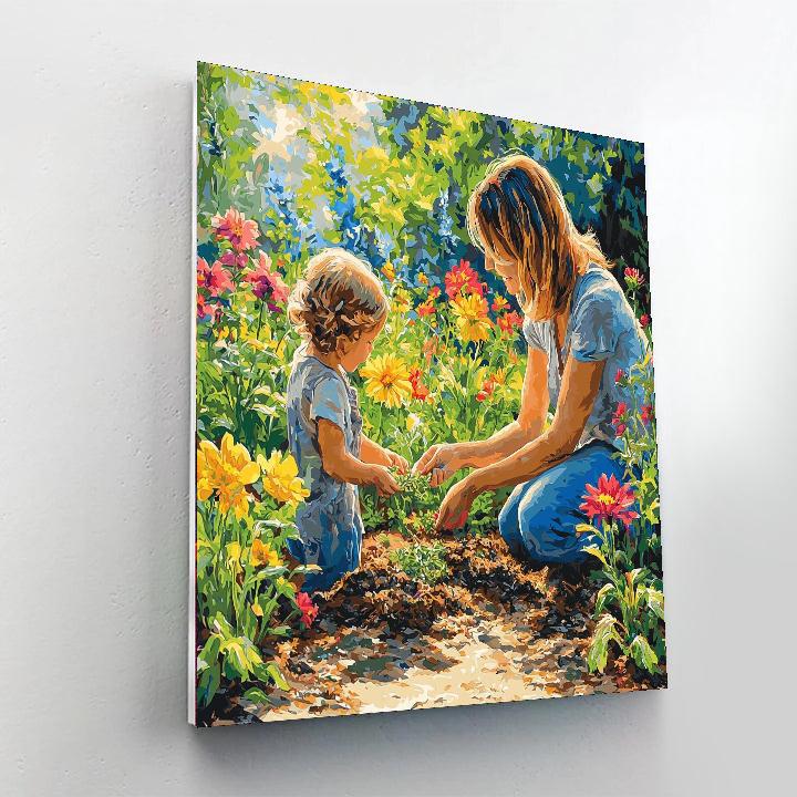 Mommy And Me In A Garden Number Painting