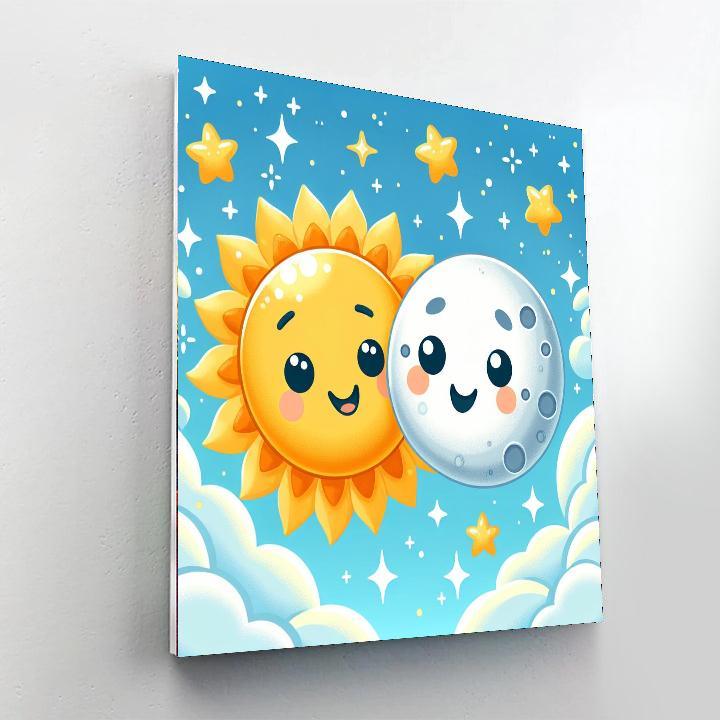 Cheerful Sun And Moon Painting By Numbers Kit