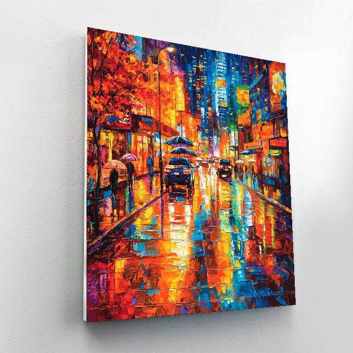 Leonid Afremov Inspired Urban Rain Melody  Painting By Numbers Kit