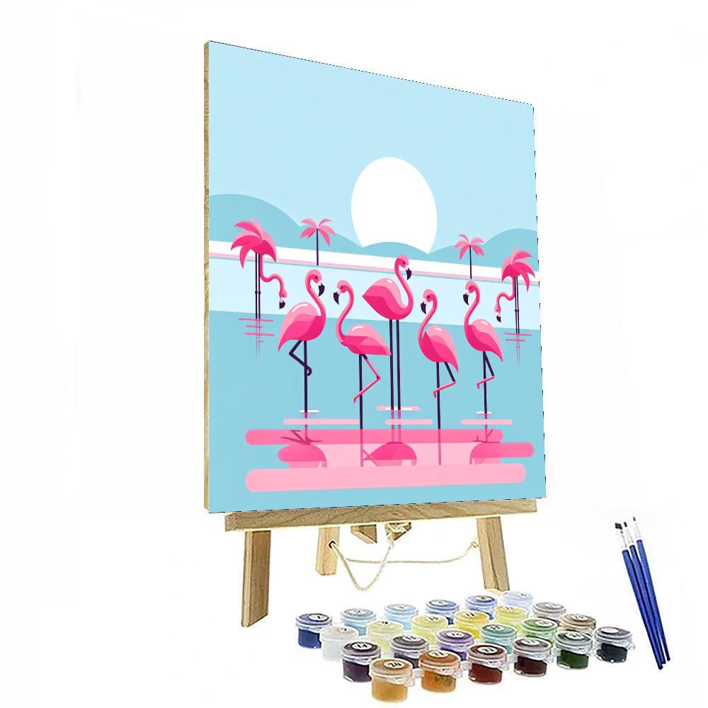 Fiery Flamingos Paint By Numbers Art