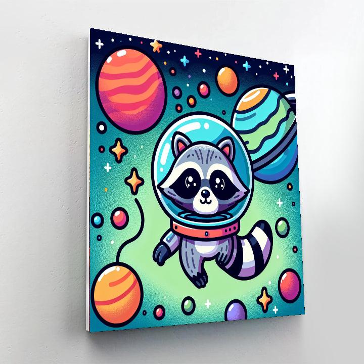 Space Mission Raccoon Number Painting