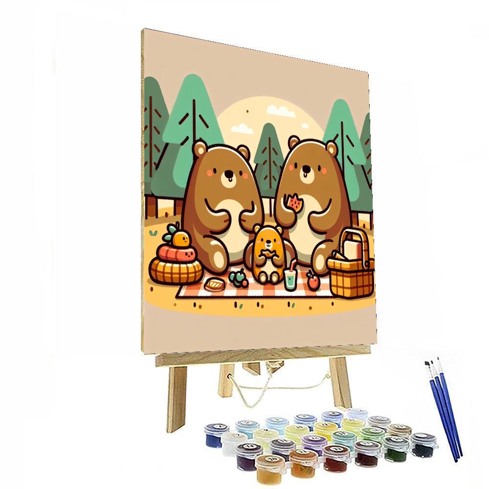Blissful Bear Picnic Painting Number Kit