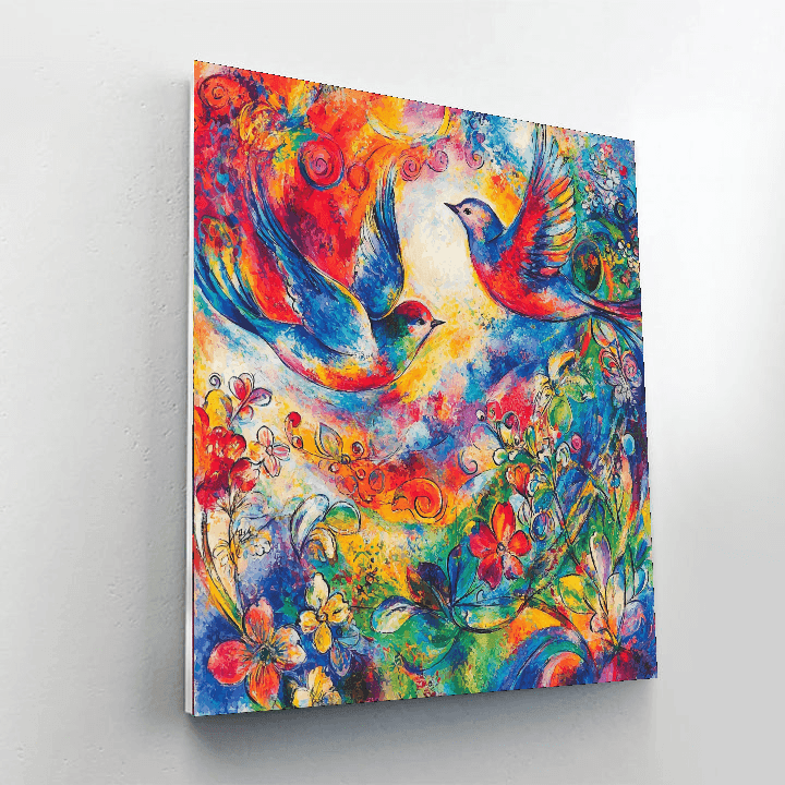 Chagall Inspired Whimsical Birds  Numbered Painting Kits