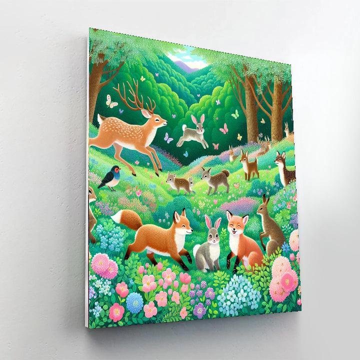 Frolicking Woodland Creatures Paint By Numbers Art