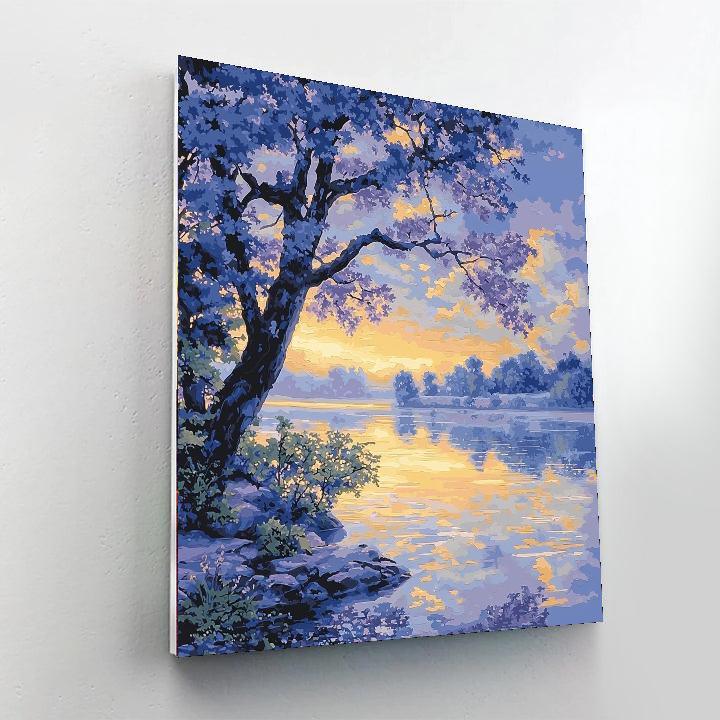 Hiroshige Inspired Silent Lake At Dawn  Painting Number Kit