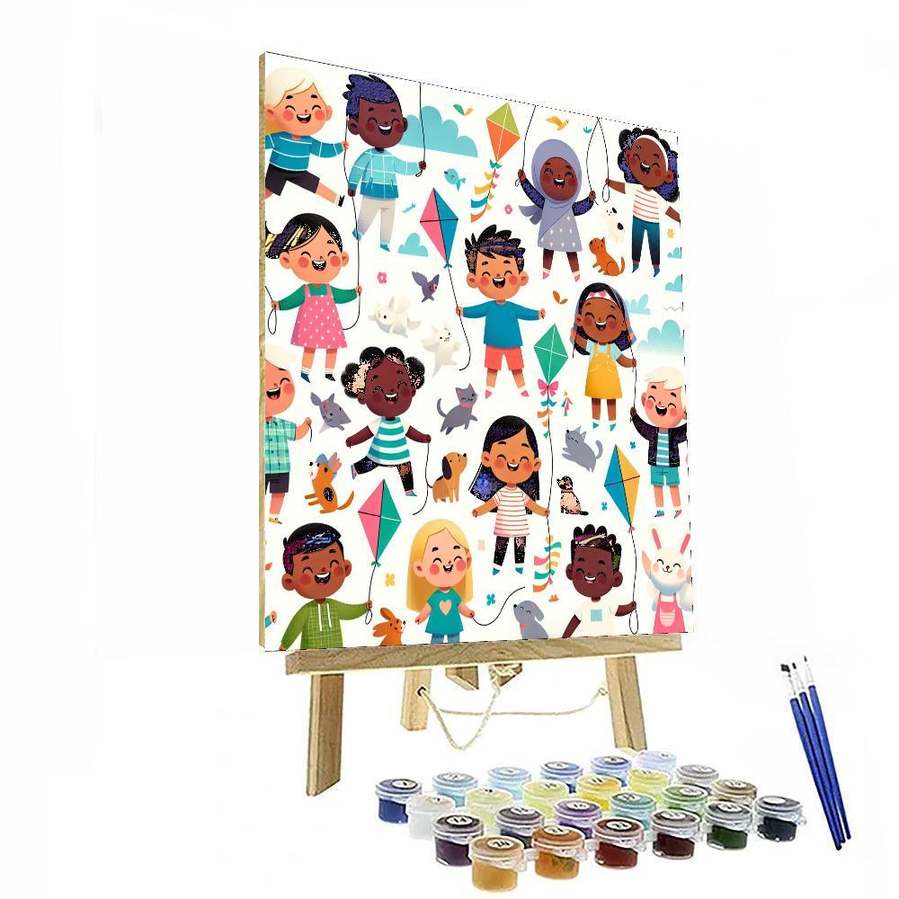 Colorful Kite Flying Day Numbered Painting Kits