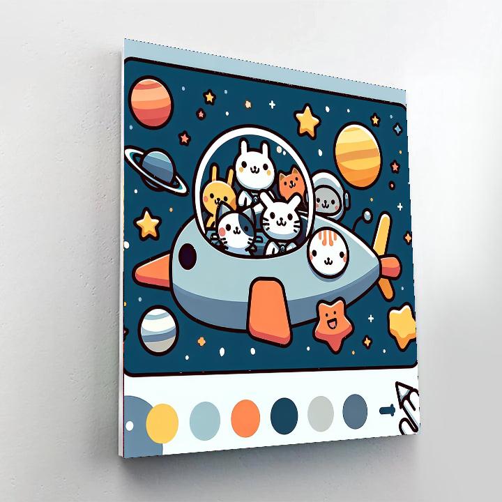 Furry Friends In Space Paint By Numbers Art