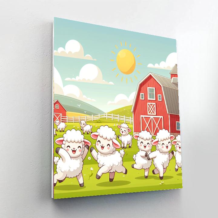 Friendly Farmyard Fun With Frolicking Lambs Paint By Numbers Kits