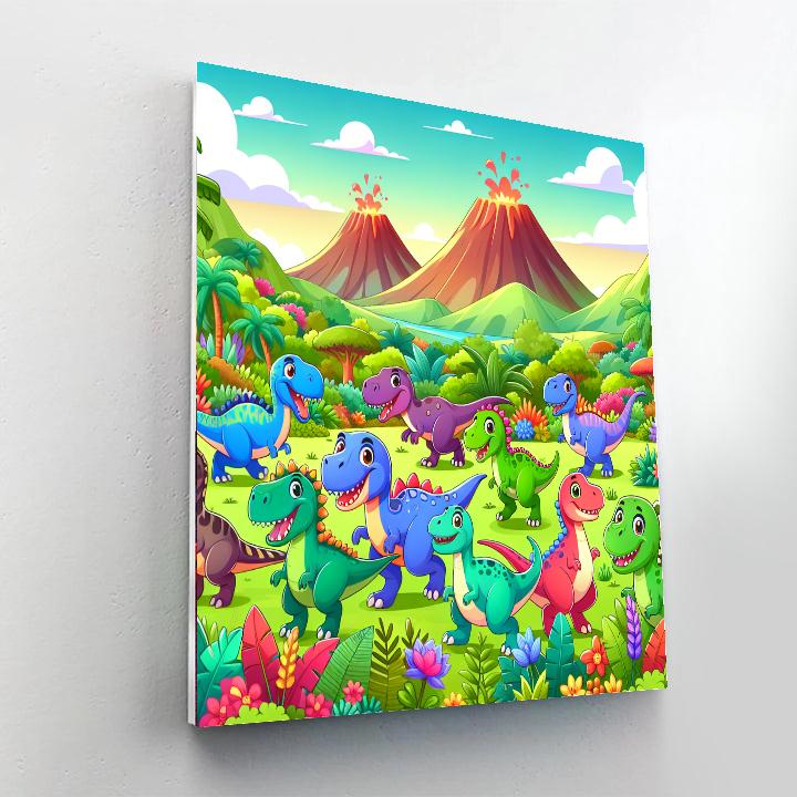 Friendly Dinosaurs On The Move Paint By Numbers Kits